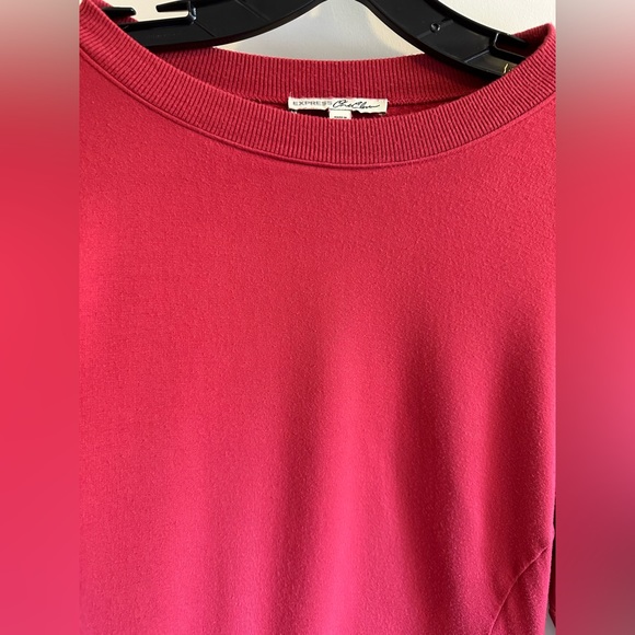 Express Small Cropped Red Striped Sleeve Varsity Sweater - Picture 7 of 7